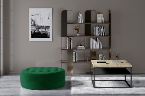 Taburet ELTAP, Monty, 70x28 cm, lemn/poliester, verde inchis