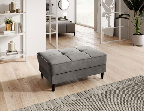 Taburet cu spatiu pentru depozitare ELTAP, BEL-04LO, Bellis, 97x62x42 cm, lemn/poliester, gri