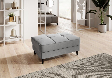 Taburet cu spatiu pentru depozitare ELTAP, BEL-04SO, Bellis, 97x62x42 cm, lemn/poliester, gri deschis