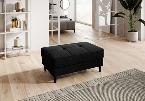 Taburet cu spatiu pentru depozitare ELTAP, BEL-10FL, Bellis, 97x62x42 cm, lemn/poliester, negru