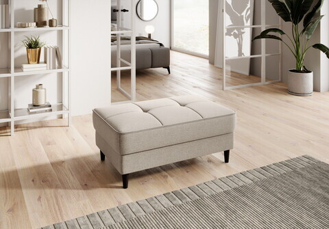 Taburet cu spatiu pentru depozitare ELTAP, BEL-22IN, Bellis, 97x62x42 cm, lemn/poliester, bej deschis