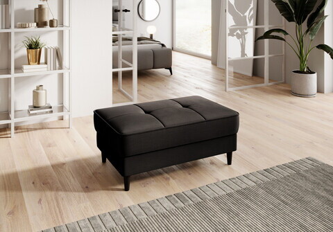 Taburet cu spatiu pentru depozitare ELTAP, BEL-22NU, Bellis, 97x62x42 cm, lemn/poliester, maro inchis