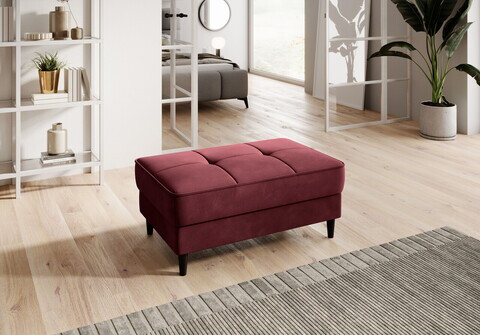 Taburet cu spatiu pentru depozitare ELTAP, BEL-25LO, Bellis, 97x62x42 cm, lemn/poliester, rosu