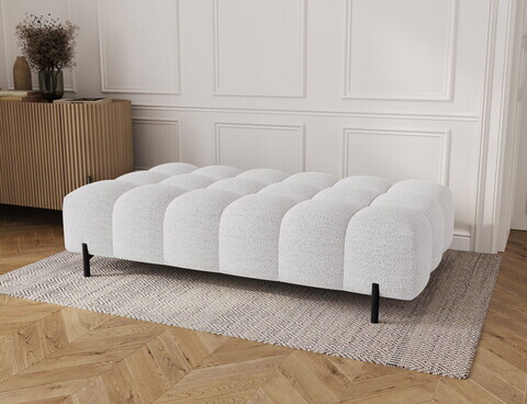 Taburet ELTAP, Ferivo, 137x68x37 cm, lemn/tesatura boucle, alb