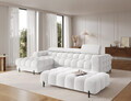 Taburet ELTAP, Ferivo, 137x68x37 cm, lemn/tesatura boucle, alb