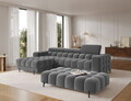 Taburet ELTAP, Ferivo, 137x68x37 cm, lemn/plush din poliester, gri inchis