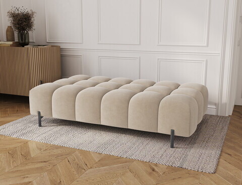 Taburet ELTAP, Ferivo, 137x68x37 cm, lemn/catifea din poliester, bej deschis