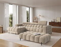 Taburet ELTAP, Ferivo, 137x68x37 cm, lemn/catifea din poliester, bej deschis