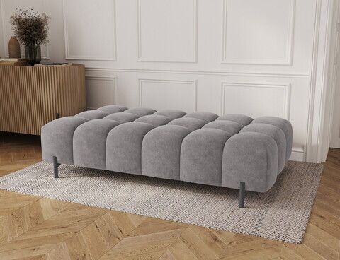 Taburet ELTAP, Ferivo, 137x68x37 cm, lemn/catifea din poliester, gri