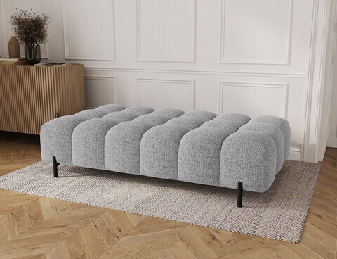 Taburet ELTAP, Ferivo, 137x68x37 cm, lemn/tesatura boucle, gri deschis