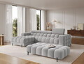 Taburet ELTAP, Ferivo, 137x68x37 cm, lemn/plush din poliester, gri deschis