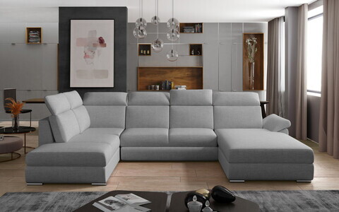 Coltar extensibil dreapta 5 locuri ELTAP, Evl-22, Evanell, 336x211x102 cm, lemn/poliester, gri