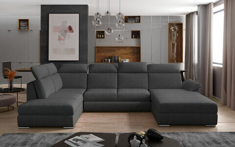 Coltar extensibil dreapta 5 locuri ELTAP, Evl-34, Evanell, 336x211x102 cm, lemn/poliester, gri inchis