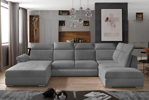 Coltar extensibil stanga 5 locuri ELTAP, Evl-43, Evanell, 336x211x102 cm, lemn/poliester, gri