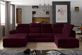 Coltar extensibil stanga 5 locuri ELTAP, Evl-48, Evanell, 336x211x102 cm, lemn/poliester, visiniu