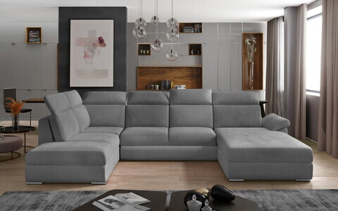 Coltar extensibil dreapta 5 locuri ELTAP, Evl-50, Evanell, 336x211x102 cm, lemn/poliester, gri