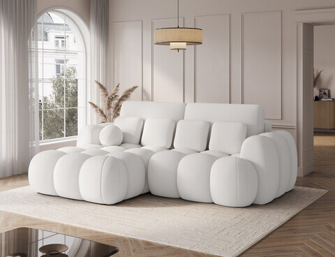 Coltar extensibil stanga 4 locuri ELTAP, Covelion, 260x167x105 cm, lemn/catifea din poliester, alb