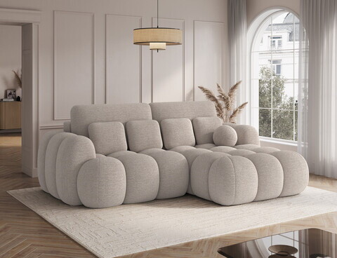 Coltar extensibil dreapta 4 locuri ELTAP, Covelion, 260x167x105 cm, lemn/tesatura boucle, bej inchis