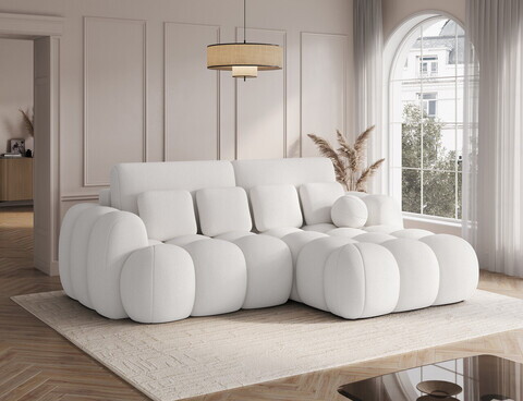 Coltar extensibil dreapta 4 locuri ELTAP, Covelion, 260x167x105 cm, lemn/catifea din poliester, alb