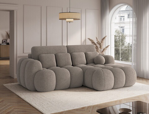 Coltar extensibil dreapta 4 locuri ELTAP, Covelion, 260x167x105 cm, lemn/tesatura boucle, maro