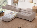 Coltar extensibil stanga 5 locuri ELTAP, LT-20XIL, Vesteria, 279x215x91 cm, lemn/tesatura boucle, bej