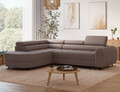 Coltar extensibil stanga 5 locuri ELTAP, LT-22TON, Vesteria, 279x215x91 cm, lemn/tesatura boucle, maro