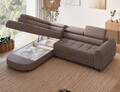 Coltar extensibil stanga 5 locuri ELTAP, LT-22TON, Vesteria, 279x215x91 cm, lemn/tesatura boucle, maro