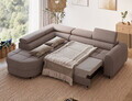 Coltar extensibil stanga 5 locuri ELTAP, LT-22TON, Vesteria, 279x215x91 cm, lemn/tesatura boucle, maro
