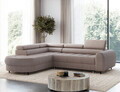 Coltar extensibil stanga 5 locuri ELTAP, LT-22TON, Vesteria, 279x215x91 cm, lemn/tesatura boucle, maro