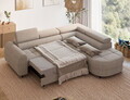 Coltar extensibil dreapta 5 locuri ELTAP, RT-18ROY, Vesteria, 279x215x91 cm, lemn/tesatura boucle, bej inchis