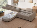 Coltar extensibil stanga 5 locuri ELTAP, LT-18ROY, Vesteria, 279x215x91 cm, lemn/tesatura boucle, bej inchis