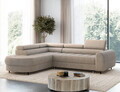 Coltar extensibil stanga 5 locuri ELTAP, LT-18ROY, Vesteria, 279x215x91 cm, lemn/tesatura boucle, bej inchis