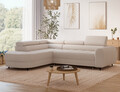 Coltar extensibil stanga 5 locuri ELTAP, LT-18TON, Vesteria, 279x215x91 cm, lemn/tesatura boucle, bej deschis