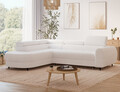 Coltar extensibil stanga 5 locuri ELTAP, LT-01ROY, Vesteria, 279x215x91 cm, lemn/tesatura boucle, alb