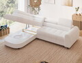 Coltar extensibil stanga 5 locuri ELTAP, LT-01ROY, Vesteria, 279x215x91 cm, lemn/tesatura boucle, alb