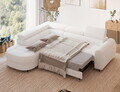 Coltar extensibil stanga 5 locuri ELTAP, LT-01ROY, Vesteria, 279x215x91 cm, lemn/tesatura boucle, alb