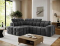 Coltar extensibil stanga 3 locuri ELTAP, Bronon, 296x200x109 cm, lemn/tesatura boucle, gri inchis