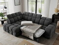 Coltar extensibil stanga 3 locuri ELTAP, Bronon, 296x200x109 cm, lemn/tesatura boucle, gri inchis