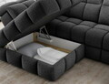 Coltar extensibil stanga 3 locuri ELTAP, Bronon, 296x200x109 cm, lemn/tesatura boucle, gri inchis