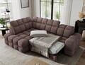 Coltar extensibil stanga 3 locuri ELTAP, Bronon, 296x200x109 cm, lemn/tesatura boucle, maro
