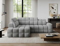 Coltar extensibil stanga 3 locuri ELTAP, Bronon, 296x200x109 cm, lemn/tesatura boucle, gri deschis