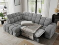Coltar extensibil stanga 3 locuri ELTAP, Bronon, 296x200x109 cm, lemn/tesatura boucle, gri deschis