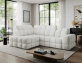 Coltar extensibil stanga 3 locuri ELTAP, Bronon, 296x200x109 cm, lemn/tesatura boucle, alb