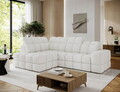 Coltar extensibil stanga 3 locuri ELTAP, Bronon, 296x200x109 cm, lemn/tesatura boucle, alb