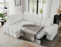Coltar extensibil stanga 3 locuri ELTAP, Bronon, 296x200x109 cm, lemn/tesatura boucle, alb
