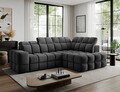 Coltar extensibil dreapta 3 locuri ELTAP, Bronon, 296x200x109 cm, lemn/tesatura boucle, gri inchis