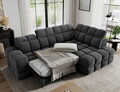Coltar extensibil dreapta 3 locuri ELTAP, Bronon, 296x200x109 cm, lemn/tesatura boucle, gri inchis