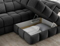 Coltar extensibil dreapta 3 locuri ELTAP, Bronon, 296x200x109 cm, lemn/tesatura boucle, gri inchis