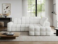 Coltar extensibil dreapta 3 locuri ELTAP, Bronon, 296x200x109 cm, lemn/tesatura boucle, alb