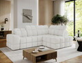 Coltar extensibil dreapta 3 locuri ELTAP, Bronon, 296x200x109 cm, lemn/tesatura boucle, alb